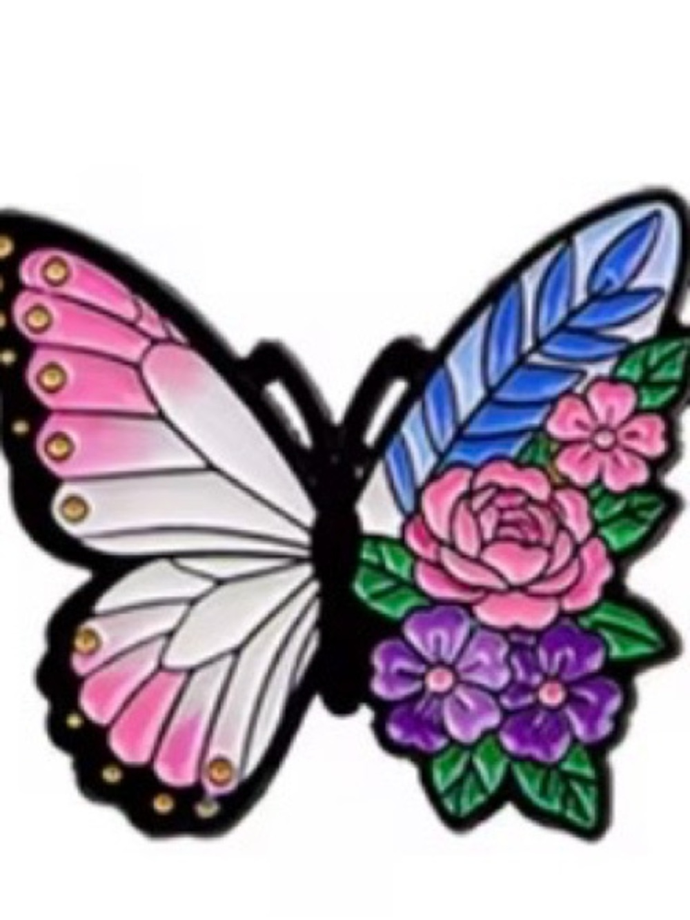 Pink Butterfly Enamel Pin - Decorative Accessory - Picture 2 of 3
